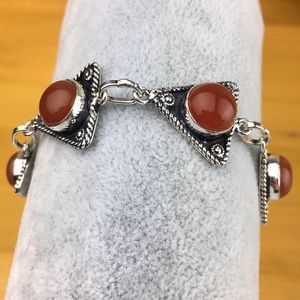 New Carnelian Stone Silver Overlay Bracelet Size 6 1/2 & 7 1/4